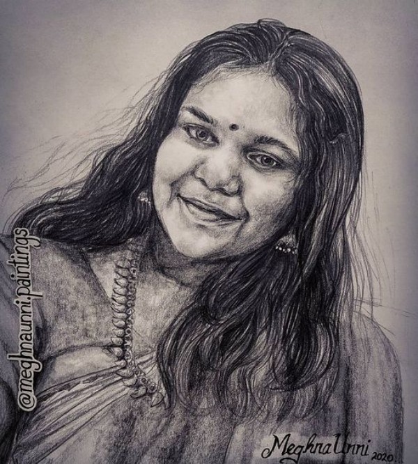 Beautiful Pencil Shading Sketch of Maa Durga