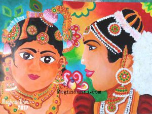 Krishna with a Gopika Acrylic Painting – Meghnaunni.com