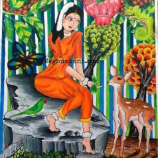 Shakunthala Painting in Pencil Colours