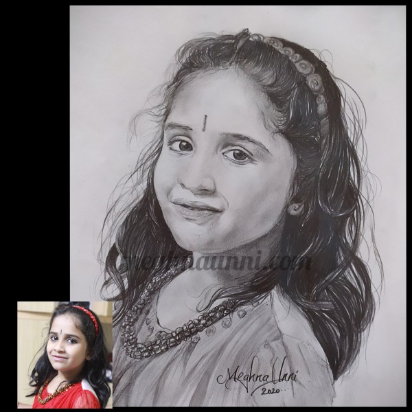 Anagha (Chinnu) Portrait Sketch for her 2020 Birthday – Meghnaunni.com