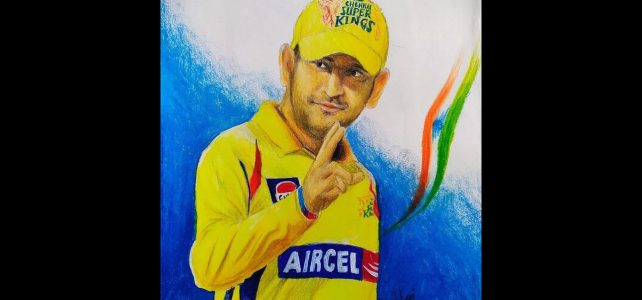 Easy Drawing M.S.Dhoni in CSK Jersey Video | Art With Meghna