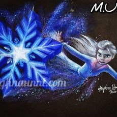 Elsa Battling the Nokk Pencil Color Painting