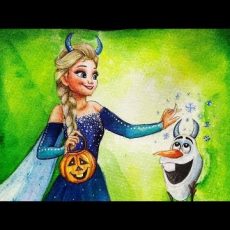 Halloween Elsa and Olaf Painting Video | Art by Meghna