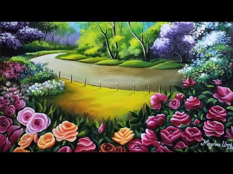 Watercolor whimsical drawing of a flower garden with cute details,  isolated. Generative AI 24596789 PNG