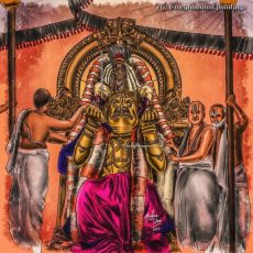 Varadar Vaikasi Brahmotsavam Day 3 Evening: HANUMANTHA VAHANAM Painting
