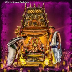 Varadar Vaikasi Brahmotsavam Day 9 : PUNYAKOTI VIMĀNAM Painting