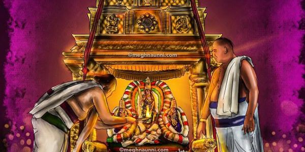 Varadar Vaikasi Brahmotsavam Day 9 : PUNYAKOTI VIMĀNAM Painting