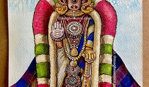 Srirangam Namperumal Acrylic Painting