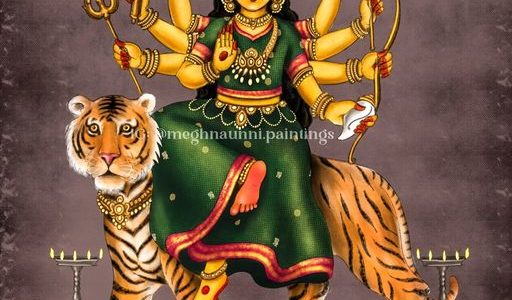 Bāla Navarātri Day 1:  Bāla Durga  | Navaratri Painting Series 2024