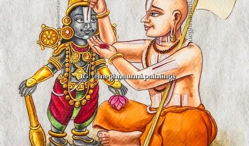 Bala Srinivasa and Ramanuja Swami Acrylic Painting