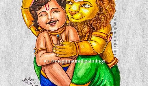 Bāla Narasimha and Prahlāda Painting | Commissioned Work